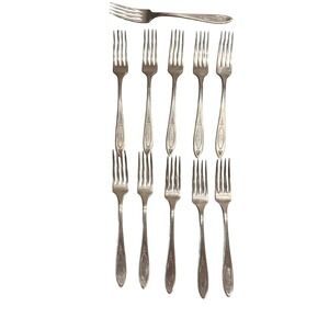 Set of (11) Community Plate (Oneida) ADAM 1917 Silverplate Forks Monogrammed